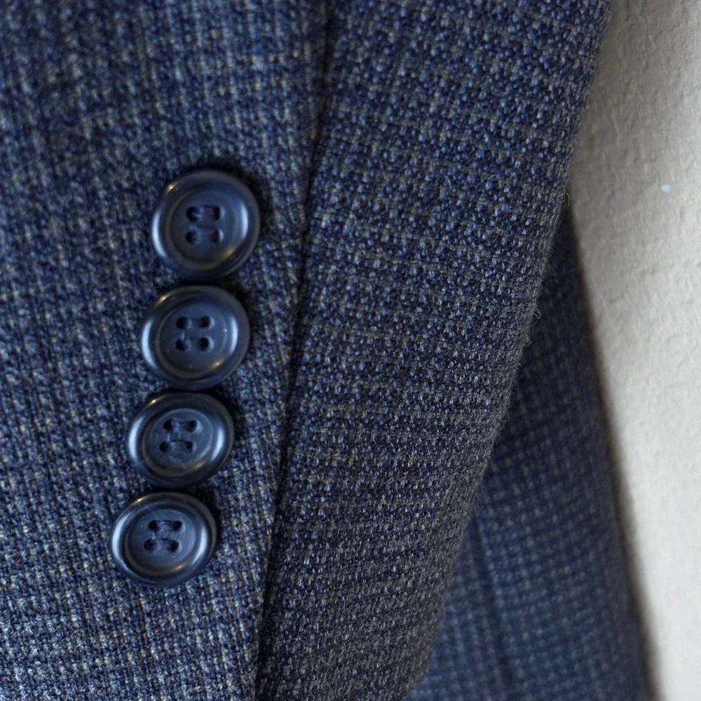 Joseph & Feiss Mens 44 Regular Blazer Blue 100% Lambswool Weave Sport Coat